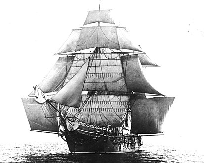 El bergantí goleta USS Monongahela (USA, 1862) amb tot el joc d'ales desplegat