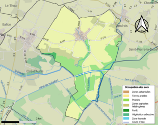 Carte en couleurs présentant l'occupation des sols.