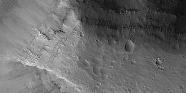 Close view of layers in mesa, as seen by HiRISE under HiWish program