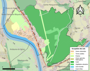 Carte en couleurs présentant l'occupation des sols.