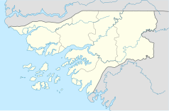 Mapa konturowa Gwinei Bissau, u góry po lewej znajduje się punkt z opisem „Jolmete”