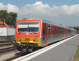 VT 71 op 24 mei 2009 te Niebüll neg met doorgaande rijtuigen naar Dagebüll