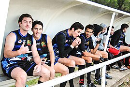 Lucas Deguilhen, Greg Chatel, Alexis Hernandez et Angélo Blot durant le match contre les ALFA Lyon.