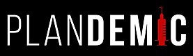 The word Plandemic in all capital, with the letter I replaced with a syringe. The word Plan has a thin body, while the word Demic is bolder.