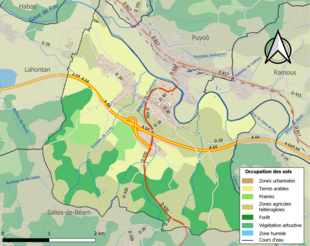 Carte en couleurs présentant l'occupation des sols.