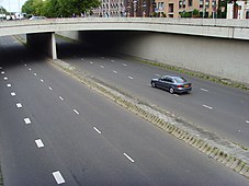 De Catharijnebaan in 2008 ter hoogte van het Vredenburgviaduct.