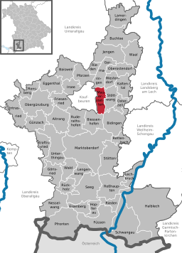 Läget för Mauerstetten i Landkreis Ostallgäu