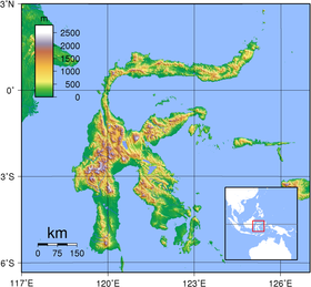 Carte topographique de Célèbes.