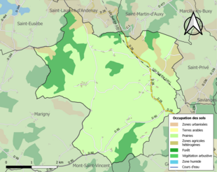 Carte en couleurs présentant l'occupation des sols.