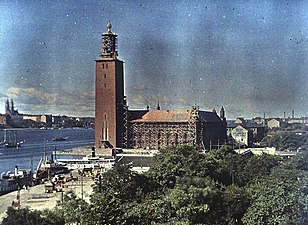 Stockholms stadshus 1921 På autochromplåt