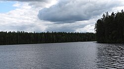 Kolhonjärveä sen länsirannalta kohti etelää nähtynä.