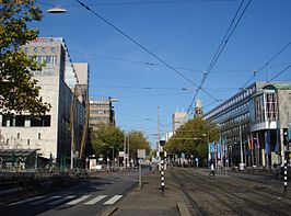 De Coolsingel gezien in noordelijke richting vanaf tramhalte Churchillplein