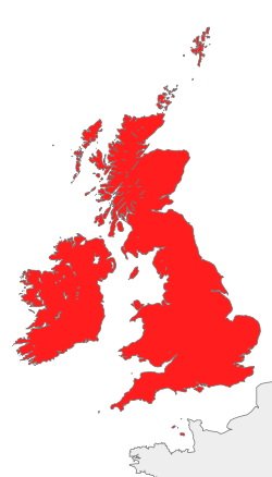 Ligging van die Britse Eilande in Wes- en Noord-Europa