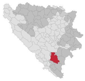 Lage der Gemeinde Nevesinje in Bosnien und Herzegowina (anklickbare Karte)