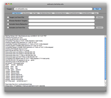 XNmap, en grafisk brugerflade (GUI) for Mac OS X