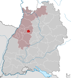 Elhelyezkedése Baden-Württemberg térképén