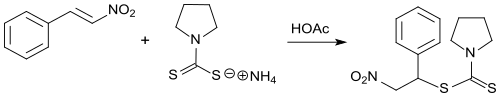 Dithiocarbamat-Addition an β-Nitrostyrol