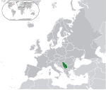 Map showing Serbia in Europe