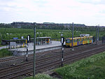 Tijdelijk station Houten Castellum vanaf de loopbrug gezien