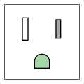 Stop kontak yang diarde dengan 3-pin (JIS C 8303 15 A 125 V)