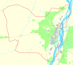 Mapa konturowa Jakucka, po prawej znajduje się punkt z opisem „YKS”