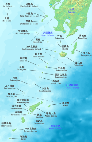 鹿児島県本土と男女群島の位置関係