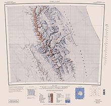 Topographisches Kartenblatt Vinson Massif von 1961, 2010–2014 mit späteren Benennungen beschriftet