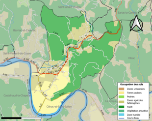 Carte en couleurs présentant l'occupation des sols.