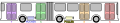 Image 241Schematic of an articulated bus, showing four passenger doors and two powertrain configurations. (from Articulated bus)