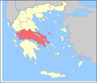 Lage Zentralgriechenlands in Griechenland