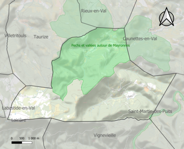 Carte de la ZNIEFF de type 1 sur la commune.