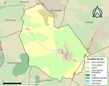 Carte en couleurs présentant l'occupation des sols.