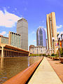 Christian Science Center (1973), Boston, Massachusetts. The reflection pool, colonnaded building at the left, and the 28-story office building to the right belong to the center.