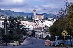 View of town with church centre