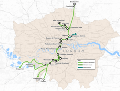 De tracévarianten van Crossrail2