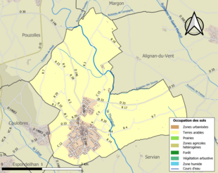 Carte en couleurs présentant l'occupation des sols.