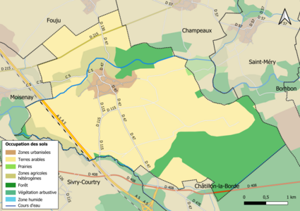 Carte des infrastructures et de l'occupation des sols en 2018 (CLC) de la commune.