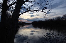 Zicht vanuit Turkije op de Evros (rechts ligt Griekenland)