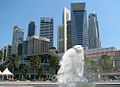 Merlion et skyline.