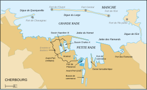 Carte du port et des forts de Cherbourg