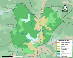 Carte en couleurs présentant l'occupation des sols.