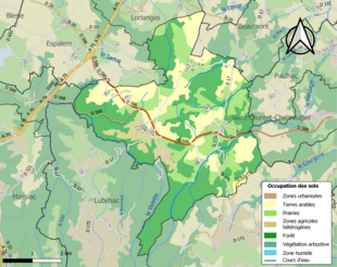 Carte en couleurs présentant l'occupation des sols.