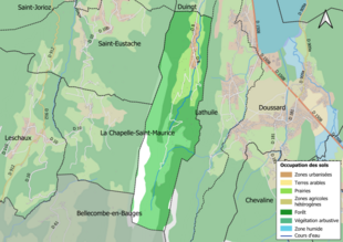 Carte en couleurs présentant l'occupation des sols