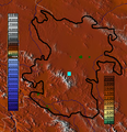 Hamadan spot (light blue in center) in Hamadan province topography map