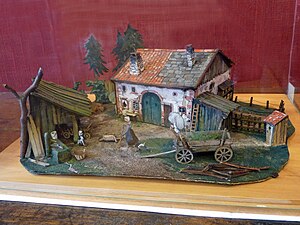 Maquette de la ferme (vers 1933), huile sur carton et bois, Remiremont, musée Charles de Bruyères.