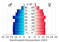 Bevolkingspiramide van de gemeente Hardinxveld-Giessendam
