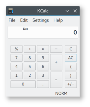 KCalc 16.12 (സാധാരണ മോഡിൽ)