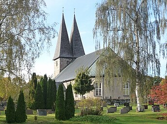 Kyrkobyggnaden från öster