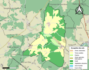 Carte en couleurs présentant l'occupation des sols.