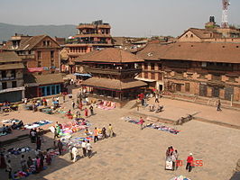 Het Taumadhiplein in Bhaktapur.